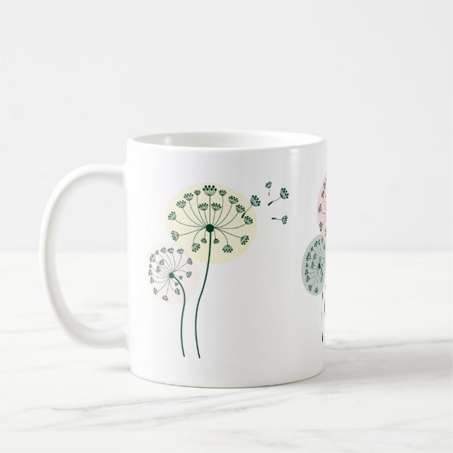 Stilisierte Löwenzahnblüten Kaffeetasse (Links)