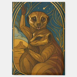 Stilisierte Meerkat Pair Under Starry Sky Magnet