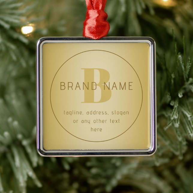 Stilisierte moderne Minimal Gold Rücksendeadresse Ornament Aus Metall (Baum)