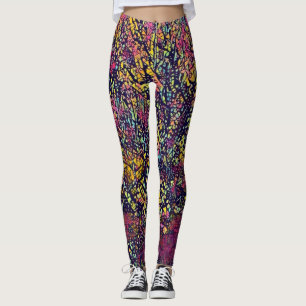 Stilisierte Mosaikblütenbaum-Leggings Leggings