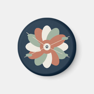 Stilisierte Nachtblüte in Navy und Terrakotta Magnet