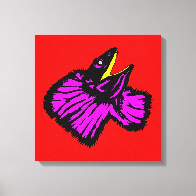 Stilisierte Neon Pink Frilled-NackenLizard Leinwanddruck (Vorderseite)