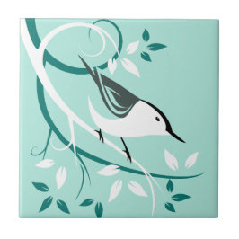 Stilisierte Nuthatch in Tree Fliese
