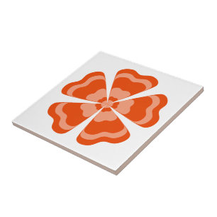 Stilisierte orange Retro-Blume Fliese