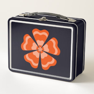 Stilisierte orange Retro-Blume Metall Brotdose