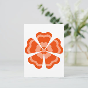 Stilisierte orange Retro-Blume Postkarte