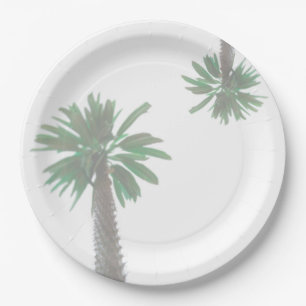 Stilisierte Palmen Pastel Green Tropical Pappteller
