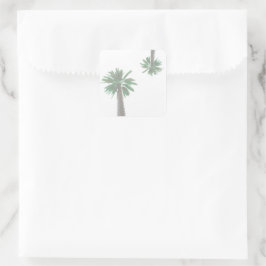 Stilisierte Palmen Pastel Green Tropical Quadratischer Aufkleber