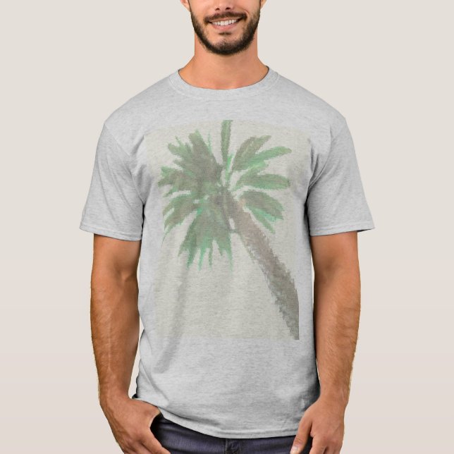 Stilisierte Palmen Pastel Green Tropical T-Shirt (Vorderseite)