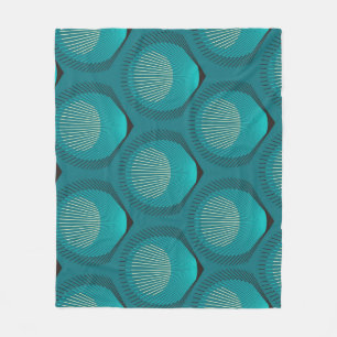 Stilisierte Peacock Feathers Blue Tile Fleecedecke