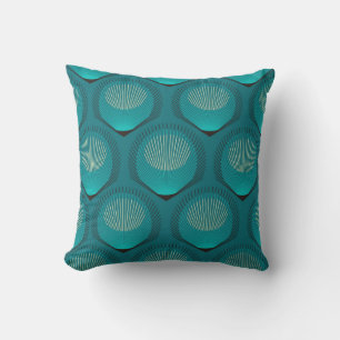 Stilisierte Peacock Feathers Blue Tile Kissen