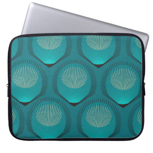 Stilisierte Peacock Feathers Blue Tile Laptopschutzhülle