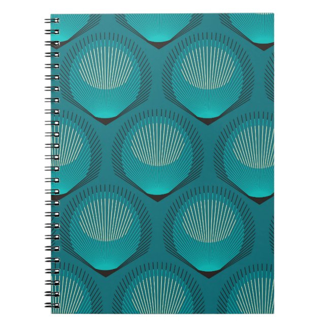 Stilisierte Peacock Feathers Blue Tile Notizblock (Vorderseite)