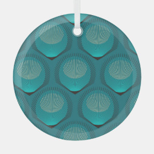 Stilisierte Peacock Feathers Blue Tile Ornament Aus Glas