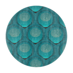 Stilisierte Peacock Feathers Blue Tile Schneidebrett