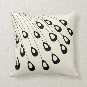 Stilisierte Pfau-Feder-modernes Schwarzweiss Kissen