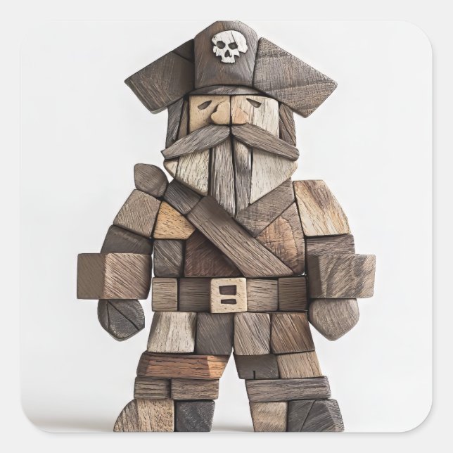 Stilisierte Piratenkleber Quadratischer Aufkleber (Vorderseite)