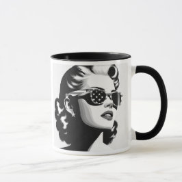 stilisierte Porträt in schwarz-weiß. Tasse