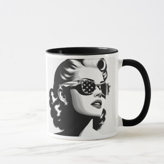 stilisierte Porträt in schwarz-weiß. Tasse (Rechts)