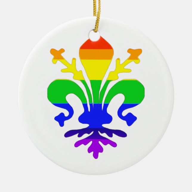 Stilisierte Rainbow-Lilie Keramik Ornament (Vorne)