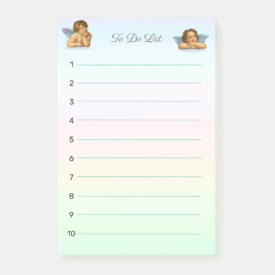 Stilisierte Raphael-Cherubim auf Pastellfarben Post-it Klebezettel