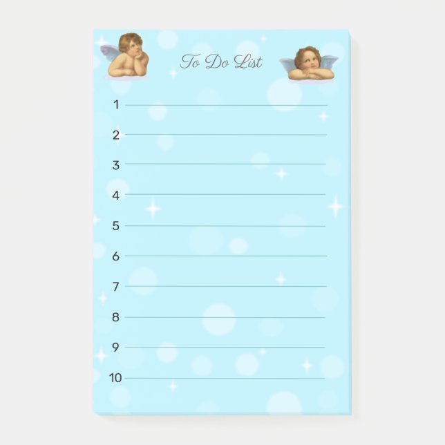 Stilisierte Raphael-Cherubs und Lichtkugeln Post-it Klebezettel (Vorderseite)