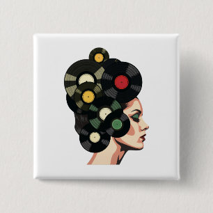 Stilisierte Retro-Vinyl-Schallplattenposter-Kunst Button