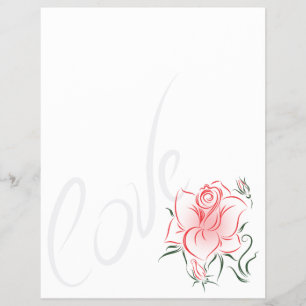 Stilisierte rote Rose und Liebe Flyer