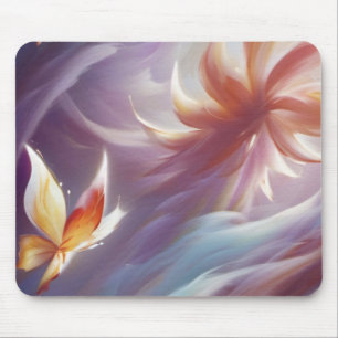 Stilisierte Schmetterlinge und Blume Mousepad
