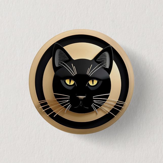 Stilisierte schwarze Katzenillustration Button (Vorderseite)
