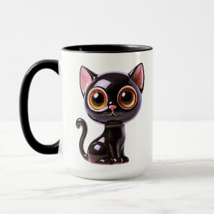 Stilisierte sitzende schwarze Katze Tasse