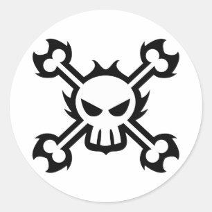 Stilisierte Skull-Icon-Aufkleber in Weiß Runder Aufkleber