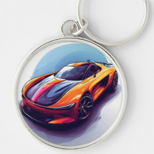 Stilisierte Sportwagen-Illustration Schlüsselanhänger