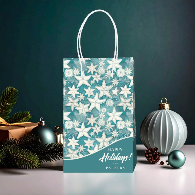 Stilisierte Sternfische & SandDollars Muster#25 ID Mittlere Geschenktüte (Von Creator hochgeladen)