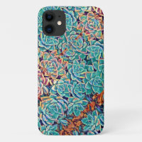 Stilisierte Sukkulente Blassgrünes iPhone 11 Fall