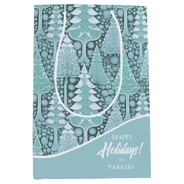 Stilisierte Weihnachtsbaumen an der Küste#6b ID100 Mittlere Geschenktüte (Vorderseite)