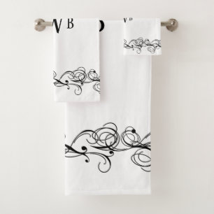 Stilisierte Wirble Grenzmonogramm Badhandtuch Set