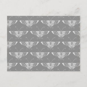 Stilisierter Art Deco Schmetterling, Graustufen Postkarte