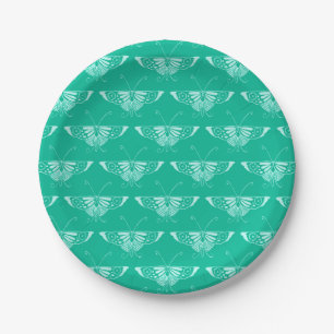 Stilisierter Art Deco Schmetterling - Türkis und A Pappteller