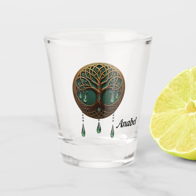 Stilisierter Baum Schnapsglas (Vorderseite)