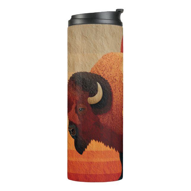 Stilisierter Bison mit Native-American-Mustern  Thermosbecher (Nach links gedreht)