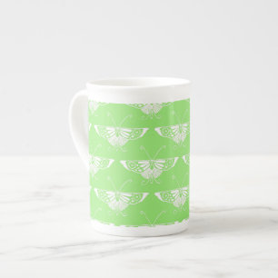 Stilisierter Deco-Schmetterling - limettengrün Prozellantasse