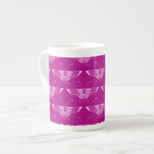 Stilisierter Deco-Schmetterling - magenta und pink Prozellantasse