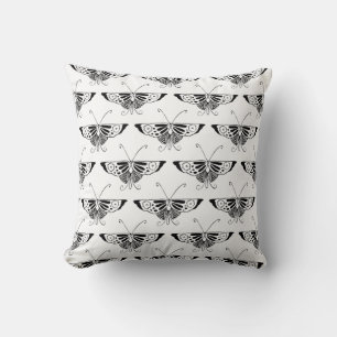 Stilisierter Deco-Schmetterling - schwarz und weiß Kissen