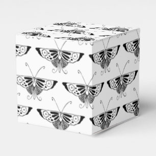 Stilisierter Deco-Schmetterling - weiß und schwarz Geschenkschachtel