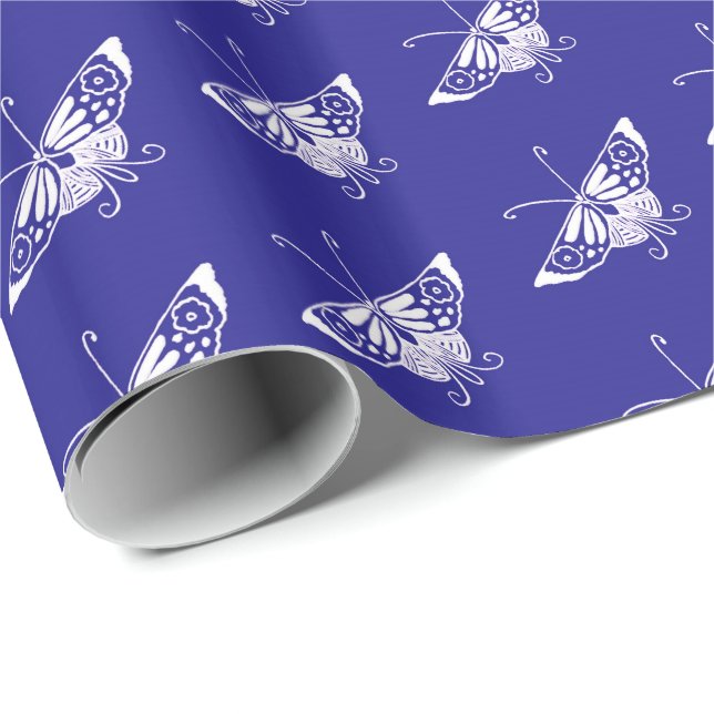 Stilisierter Deko-Schmetterling - Kobaltblau Geschenkpapier (Rolleneckpunkt)