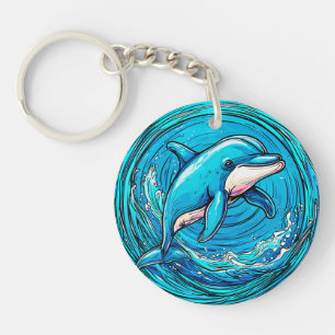 Stilisierter Delfin schwimmt Schlüsselanhänger