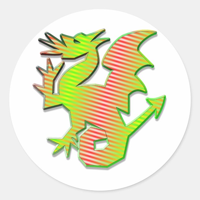 Stilisierter Drache Runder Aufkleber (Vorderseite)