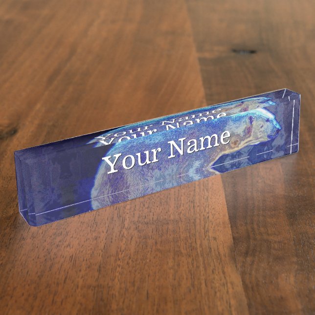 Stilisierter Eisbär Namensplakette (Seite)