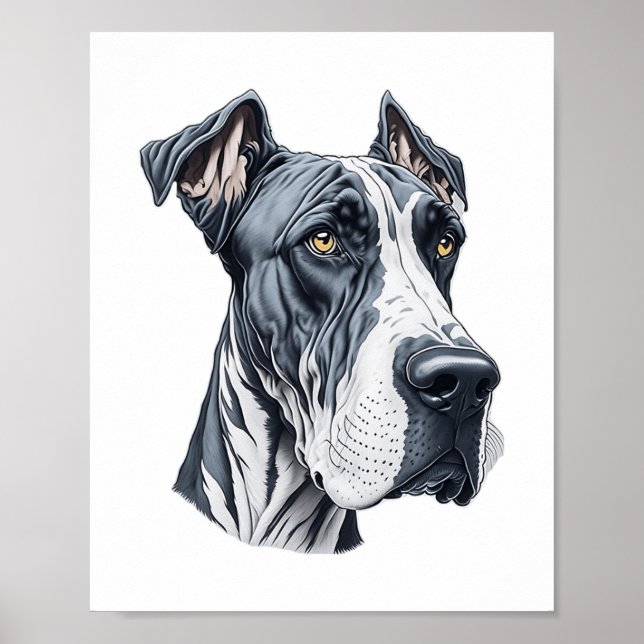 Stilisierter Großer Dane Head Poster (Vorne)